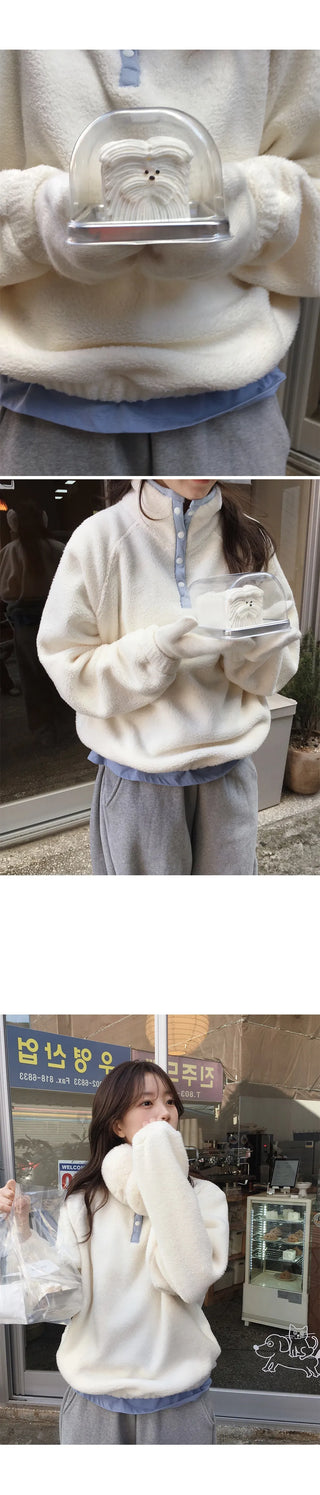 patchwork fleece coat