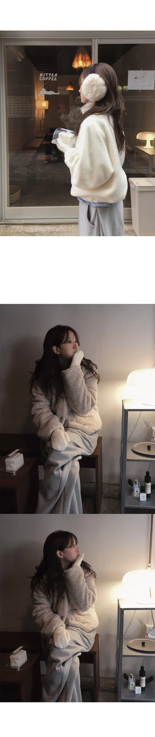 patchwork fleece coat