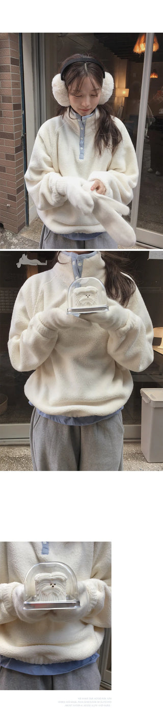 patchwork fleece coat