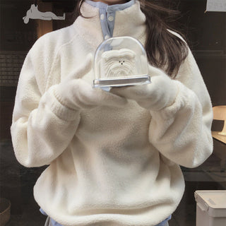 patchwork fleece coat