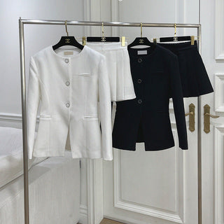 Single Breasted Jacket & Pleated Over skirt