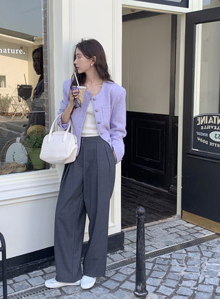 Vintage tweed Wool Single-breasted Suit Jacket