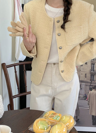 Vintage tweed Wool Single-breasted Suit Jacket