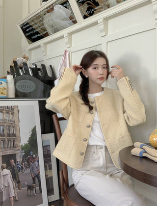 Vintage tweed Wool Single-breasted Suit Jacket