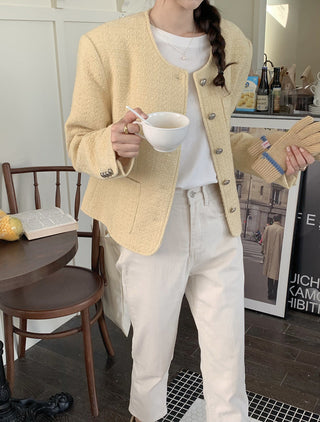 Vintage tweed Wool Single-breasted Suit Jacket