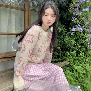 Contrast Color Knitted Sweater