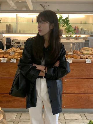 Loose Leather Suit Jacket