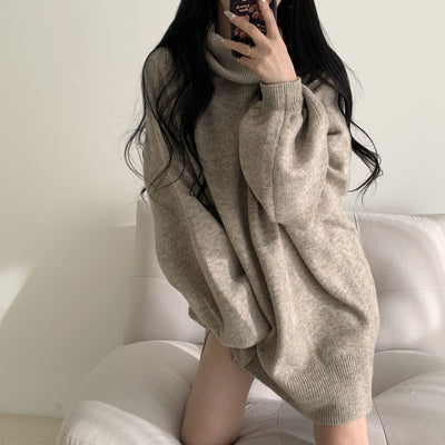 Loose Bubble Sleeve Hem Split Sweater Jacket