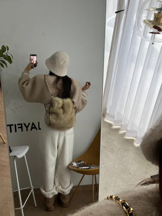 High waist drawstring polar fleece pants