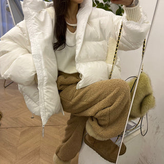 High waist drawstring polar fleece pants