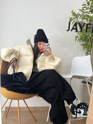 High waist drawstring polar fleece pants