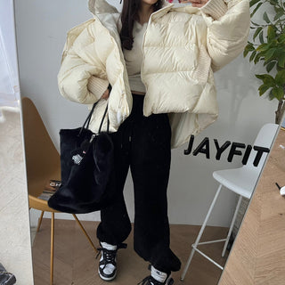 High waist drawstring polar fleece pants