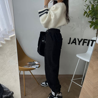 High waist drawstring polar fleece pants