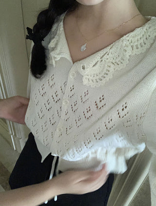 Lace-up long sleeve knitted sweater