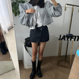 Bubble Sleeve cropped Zipper