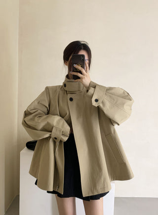 Stand collar trench coat