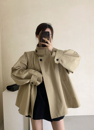 Stand collar trench coat
