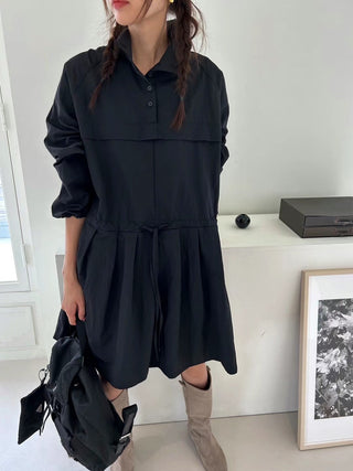 Long-sleeved Drawstring Design dress
