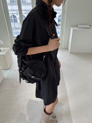 Long-sleeved Drawstring Design dress
