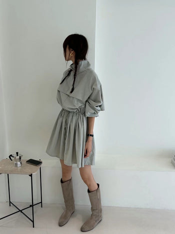 Long-sleeved Drawstring Design dress