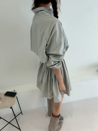 Long-sleeved Drawstring Design dress
