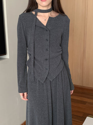 V-Neck Single-breasted Knitted cardigan