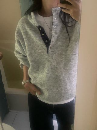Hidden buckle pullover sweater
