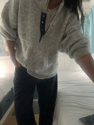Hidden buckle pullover sweater