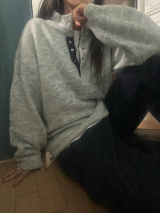 Hidden buckle pullover sweater