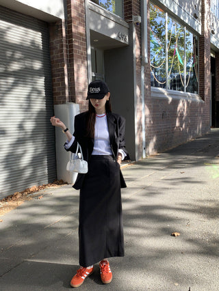 High Waist All-match striped skirt