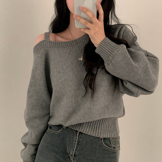 Open-Shoulder Sling Sleeve Sweater