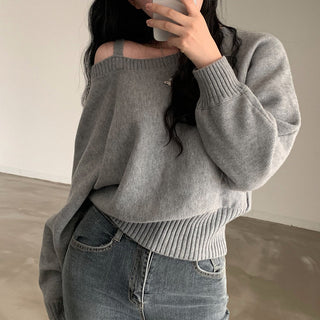 Open-Shoulder Sling Sleeve Sweater