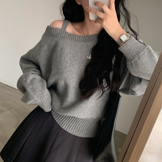 Open-Shoulder Sling Sleeve Sweater