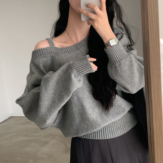 Open-Shoulder Sling Sleeve Sweater