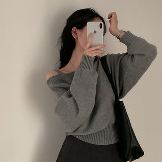 Open-Shoulder Sling Sleeve Sweater