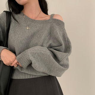 Open-Shoulder Sling Sleeve Sweater