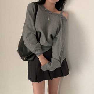 Open-Shoulder Sling Sleeve Sweater