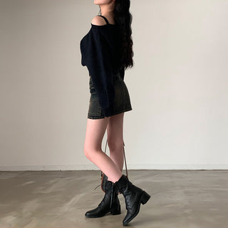 Open-Shoulder Sling Sleeve Sweater