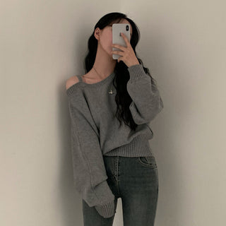 Open-Shoulder Sling Sleeve Sweater