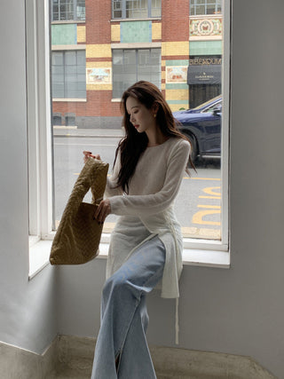 Irregular lace skirt knitted suit