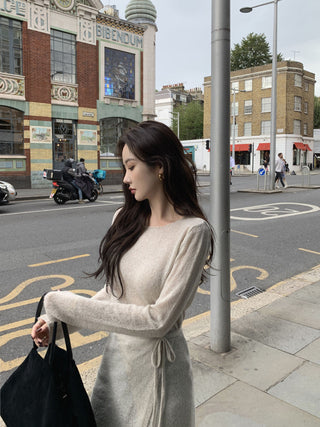 Irregular lace skirt knitted suit
