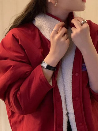 Reversible Contrast Label Color Oversize jacket