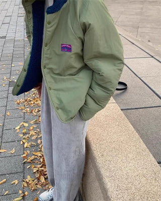 Reversible Contrast Label Color Oversize jacket