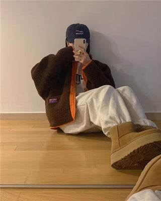 Reversible Contrast Label Color Oversize jacket