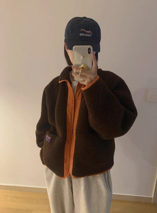 Reversible Contrast Label Color Oversize jacket