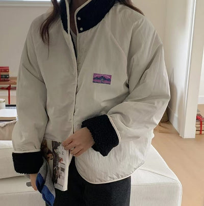 Reversible Contrast Label Color Oversize jacket