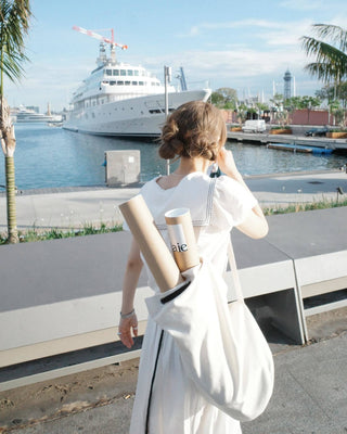 Navy Collar shirt and skirt Two-piece set