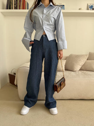 Rear Strap Slim-fit Long Sleeve Shirt