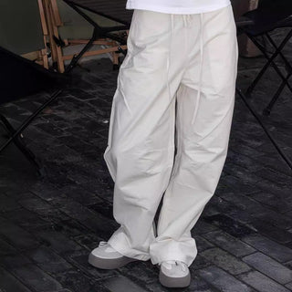 Loose drawstring casual cotton pants