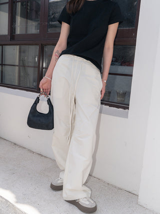 Loose drawstring casual cotton pants